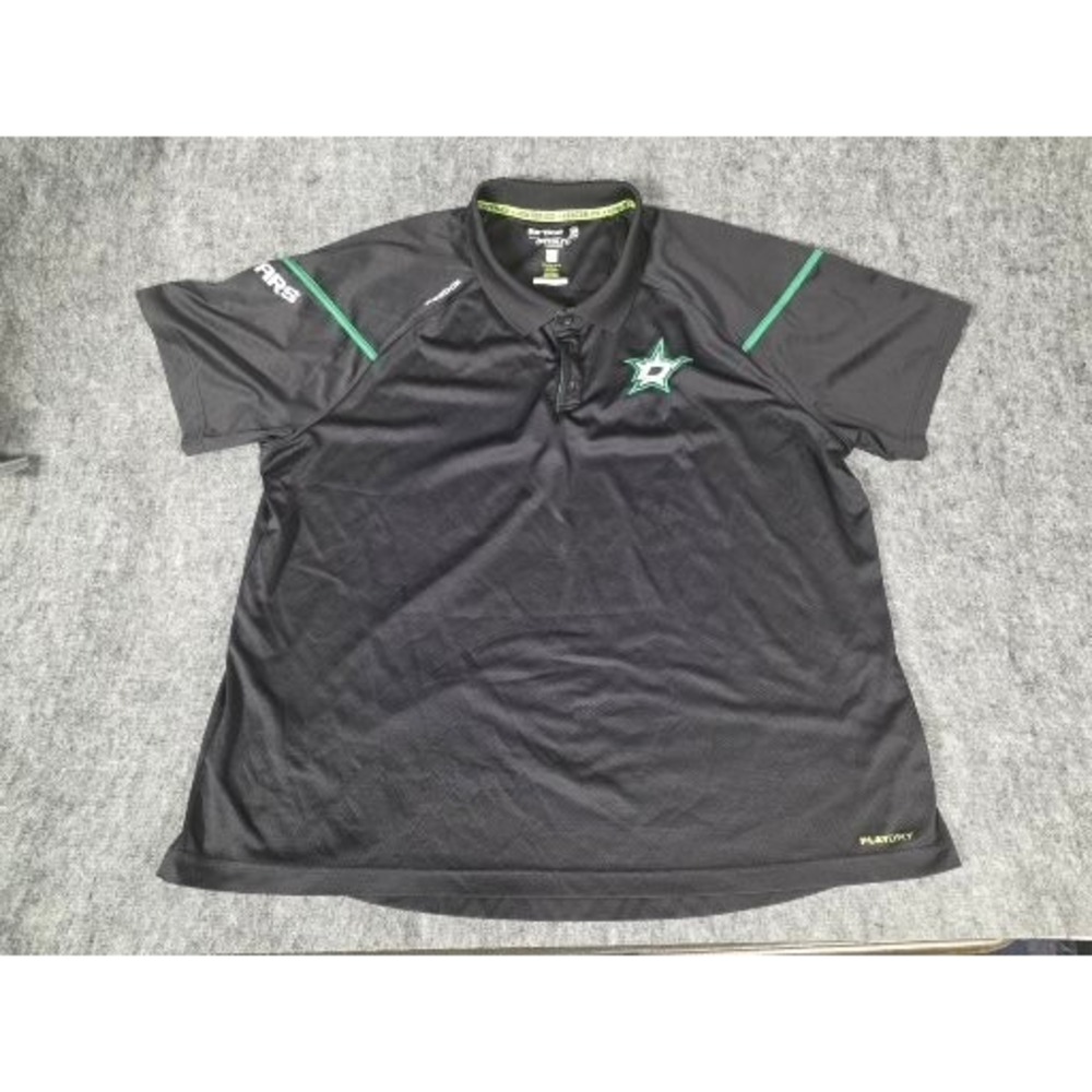 Reebok Dallas Stars Center Ice Polo Shirt Mens 2XL PlayDry Coach Sideline Black